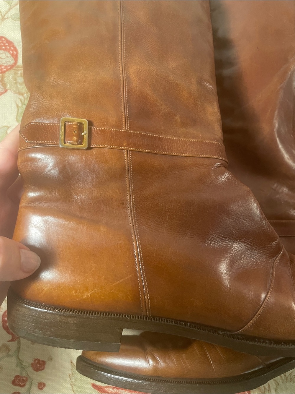 Salvatore Ferragamo Tall Knee High Cognac Leather Vintage - Picture 4 of 11